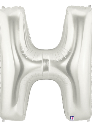 34in Betallic Silver Letter H Megaloons - Joker Party Supply