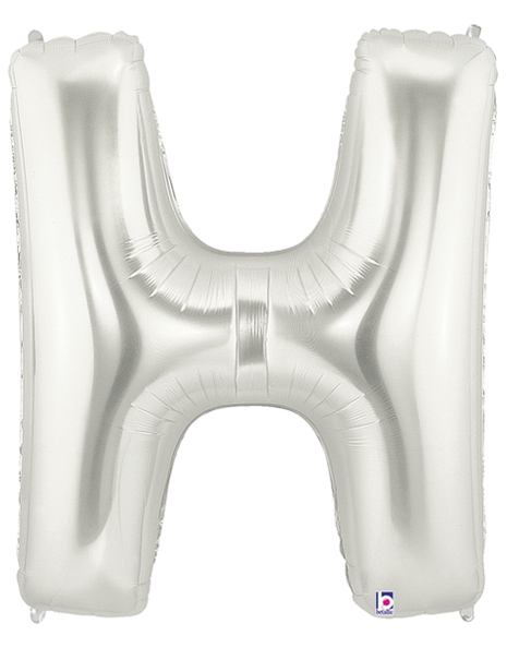 34in Betallic Silver Letter H Megaloons - Joker Party Supply