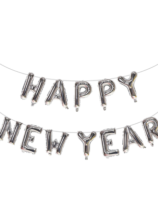 16in Silver Happy New Year Banner Balloons - Joker Party Supply