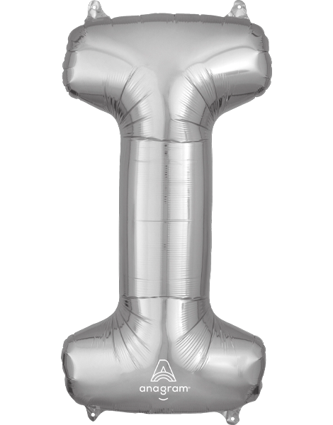 34in Anagram Silver Letter I Balloon - Joker Party Supply