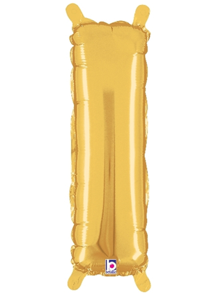 14in Betallic Air-Filled Gold Letter I Balloon - Joker Party Supply