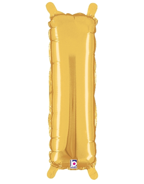 14in Betallic Air-Filled Gold Letter I Balloon - Joker Party Supply