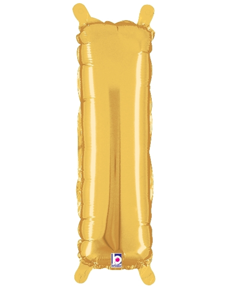 14in Betallic Air-Filled Gold Letter I Balloon - Joker Party Supply