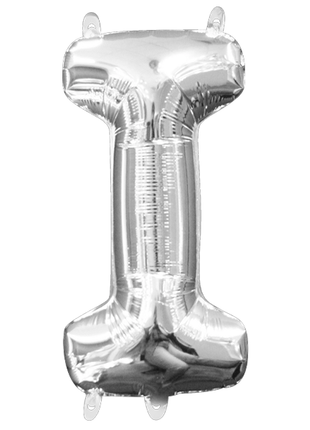 16in Anagram Air-Filled Silver Letter I Balloon - Joker Party Supply