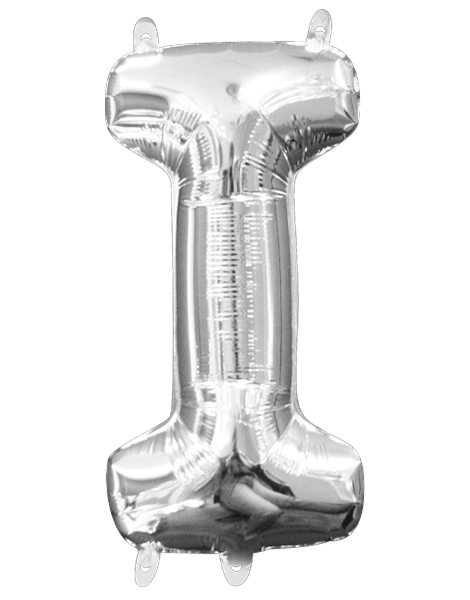 16in Anagram Air-Filled Silver Letter I Balloon - Joker Party Supply