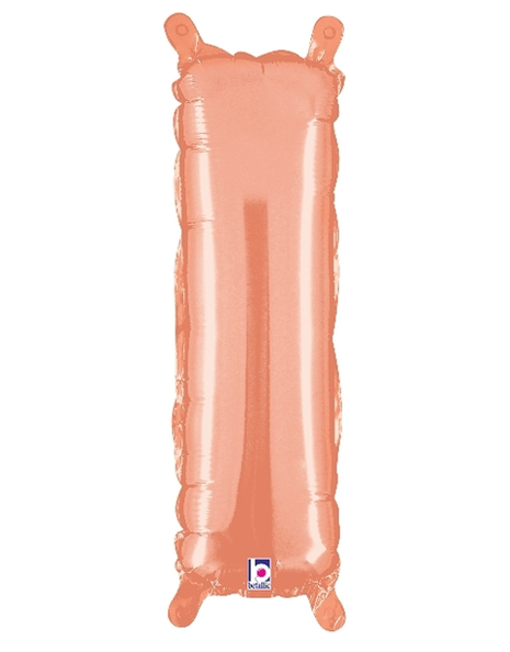 14in Betallic Air-Filled Rose Gold Letter I Balloon - Joker Party Supply