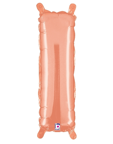 14in Betallic Air-Filled Rose Gold Letter I Balloon - Joker Party Supply