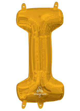 16in Anagram Air-Filled Gold Letter I Balloon - Joker Party Supply