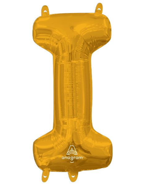 16in Anagram Air-Filled Gold Letter I Balloon - Joker Party Supply