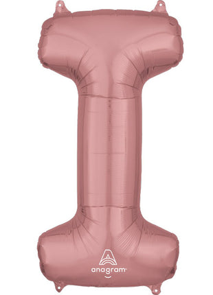 34in Anagram Rose Gold Letter I Balloon - Joker Party Supply
