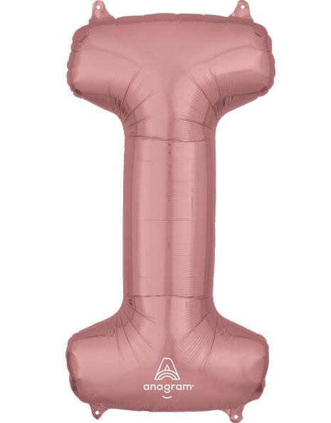 34in Anagram Rose Gold Letter I Balloon - Joker Party Supply