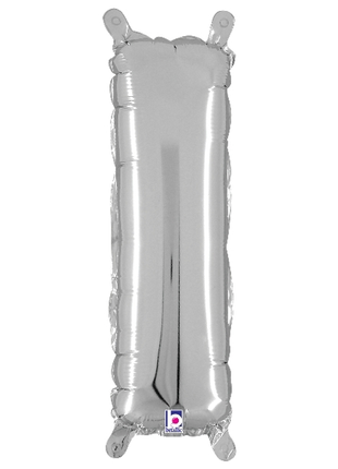 14in Betallic Air-Filled Silver Letter I Balloon - Joker Party Supply