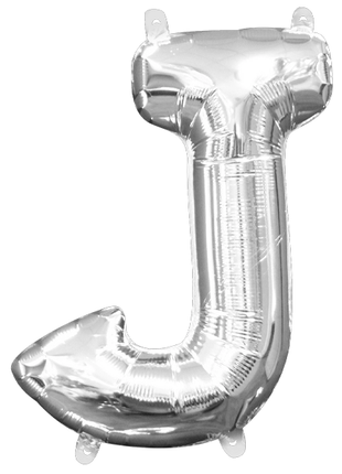 16in Anagram Air-Filled Silver Letter J Balloon - Joker Party Supply