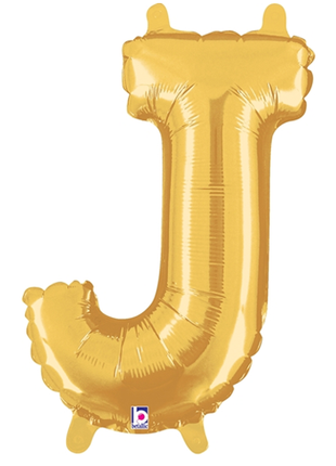14in Betallic Air-Filled Gold Letter J Balloon - Joker Party Supply