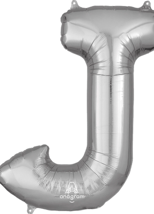34in Anagram Silver Letter J Balloon - Joker Party Supply