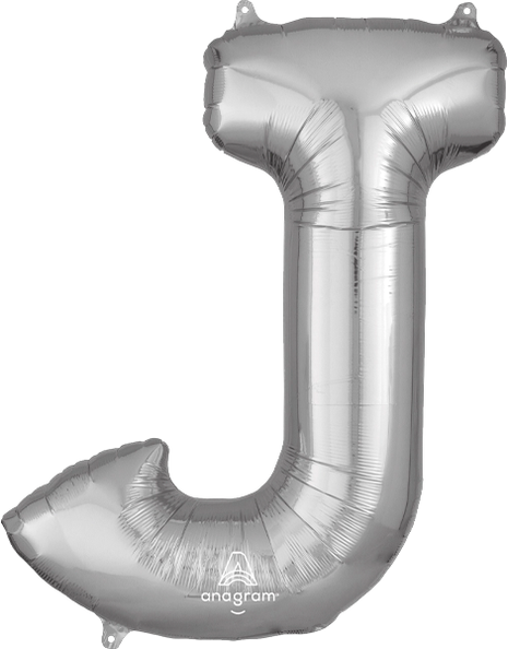 34in Anagram Silver Letter J Balloon - Joker Party Supply