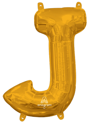 16in Anagram Air-Filled Gold Letter J Balloon - Joker Party Supply