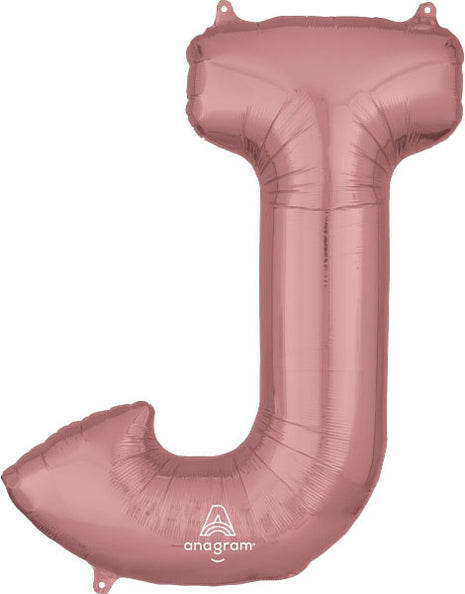34in Anagram Rose Gold Letter J Balloon - Joker Party Supply