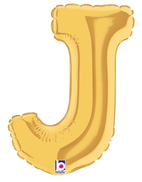 34in Betallic Gold Letter J Megaloons - Joker Party Supply