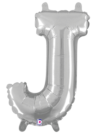 14in Betallic Air-Filled Silver Letter J Balloon - Joker Party Supply