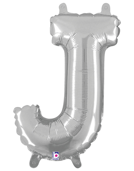 14in Betallic Air-Filled Silver Letter J Balloon - Joker Party Supply