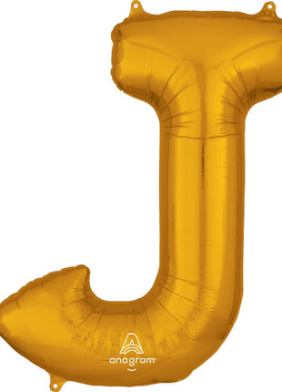 34in Anagram Gold Letter J Balloon - Joker Party Supply
