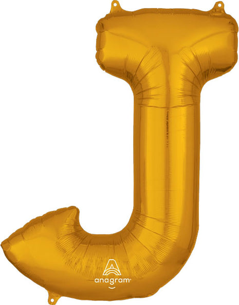 34in Anagram Gold Letter J Balloon - Joker Party Supply