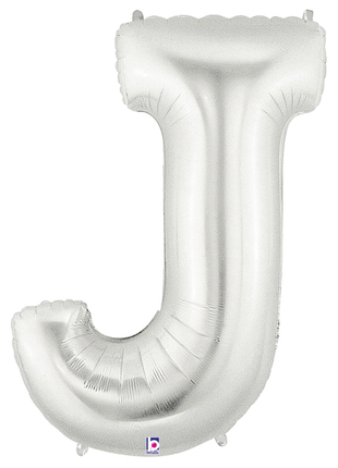 34in Betallic Silver Letter J Megaloons - Joker Party Supply