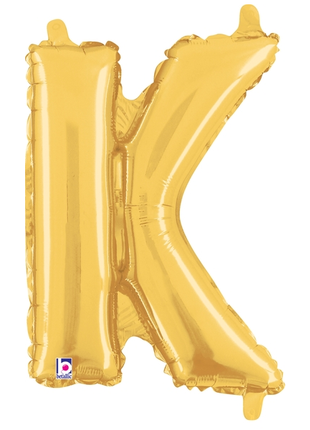 14in Betallic Air-Filled Gold Letter K Balloon - Joker Party Supply