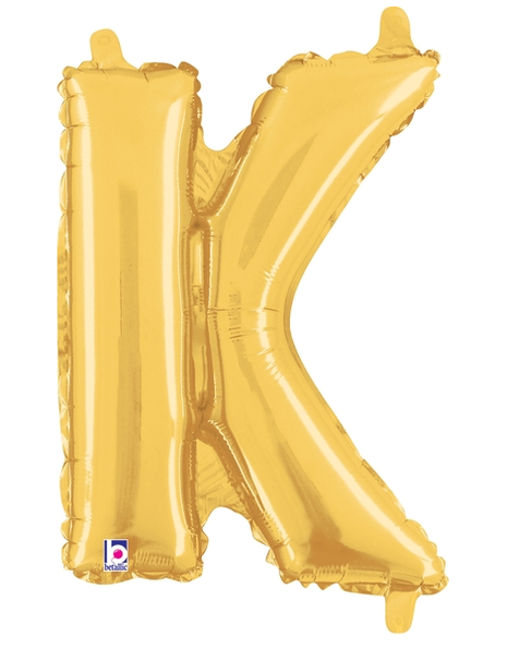 14in Betallic Air-Filled Gold Letter K Balloon - Joker Party Supply