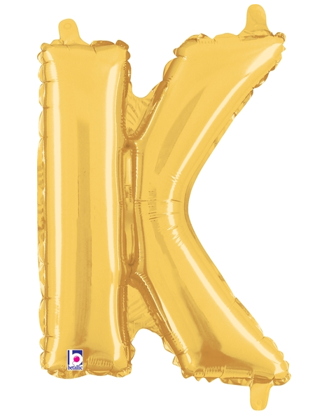 14in Betallic Air-Filled Gold Letter K Balloon - Joker Party Supply