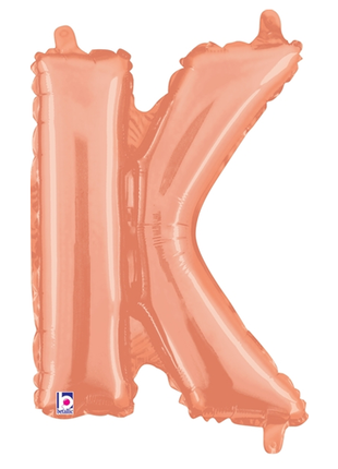 14in Betallic Air-Filled Rose Gold Letter K Balloon - Joker Party Supply