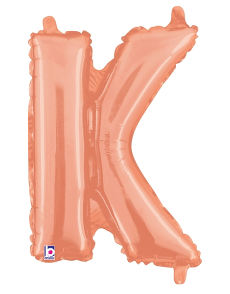 14in Betallic Air-Filled Rose Gold Letter K Balloon - Joker Party Supply