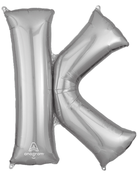 34in Anagram Silver Letter K Balloon - Joker Party Supply