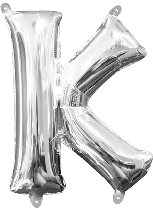 16in Anagram Air-Filled Silver Letter K Balloon - Joker Party Supply