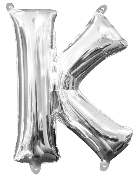 16in Anagram Air-Filled Silver Letter K Balloon - Joker Party Supply