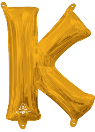 16in Anagram Air-Filled Gold Letter K Balloon - Joker Party Supply