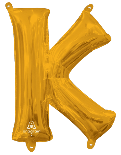 16in Anagram Air-Filled Gold Letter K Balloon - Joker Party Supply