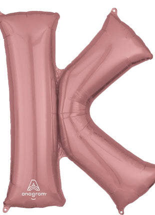34in Anagram Rose Gold Letter K Balloon - Joker Party Supply