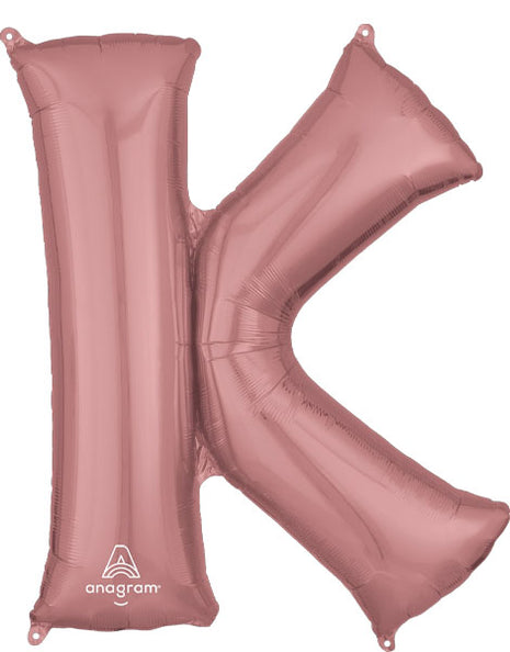 34in Anagram Rose Gold Letter K Balloon - Joker Party Supply