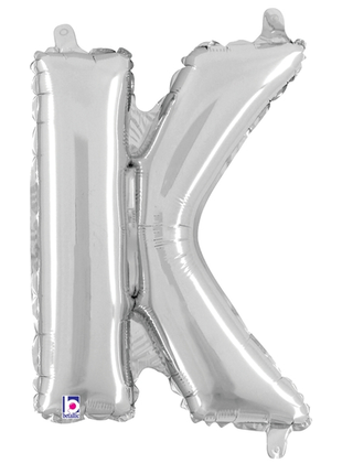 14in Betallic Air-Filled Silver Letter K Balloon - Joker Party Supply