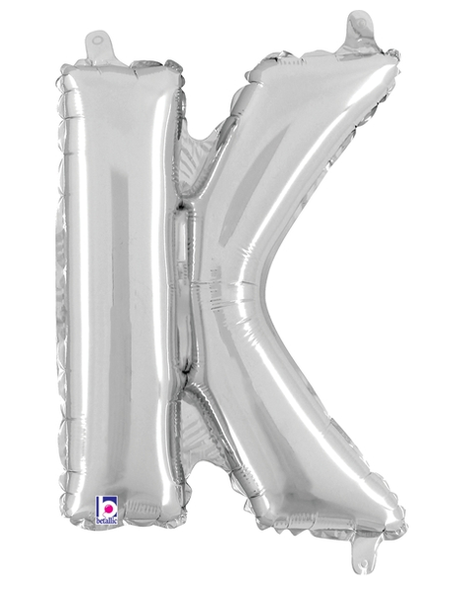 14in Betallic Air-Filled Silver Letter K Balloon - Joker Party Supply