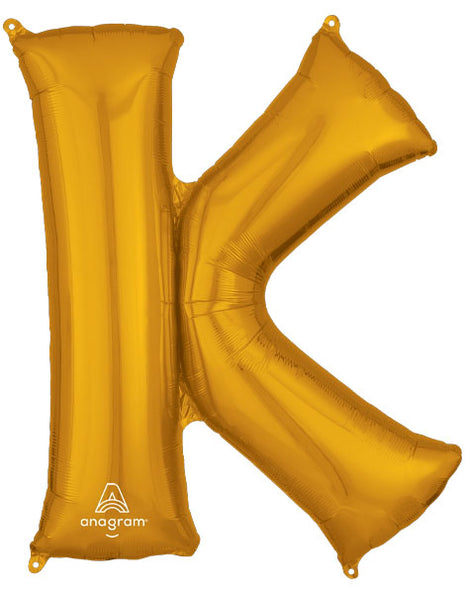 34in Anagram Gold Letter K Balloon - Joker Party Supply