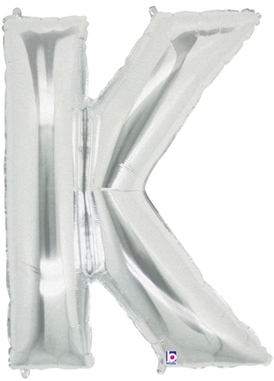 34in Betallic Silver Letter K Megaloons - Joker Party Supply