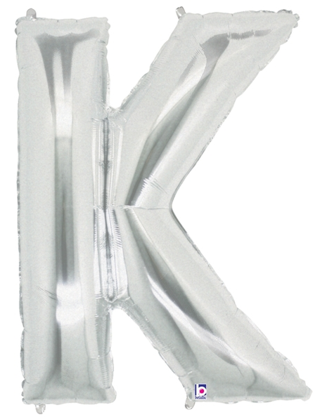34in Betallic Silver Letter K Megaloons - Joker Party Supply