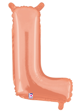 14in Betallic Air-Filled Rose Gold Letter L Balloon - Joker Party Supply