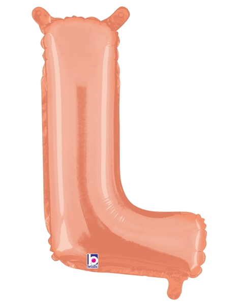 14in Betallic Air-Filled Rose Gold Letter L Balloon - Joker Party Supply