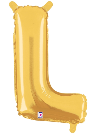 14in Betallic Air-Filled Gold Letter L Balloon - Joker Party Supply