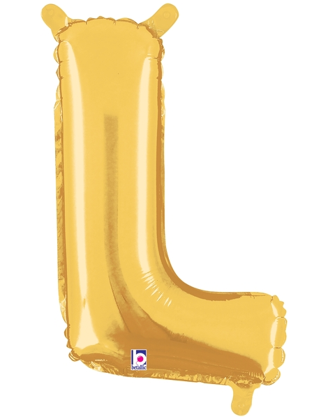 14in Betallic Air-Filled Gold Letter L Balloon - Joker Party Supply
