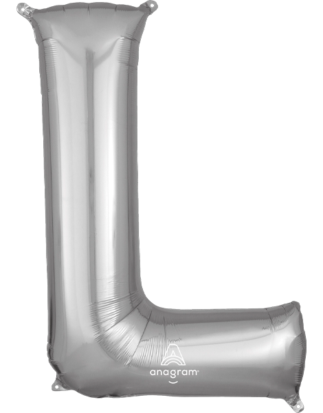 34in Anagram Silver Letter L Balloon - Joker Party Supply
